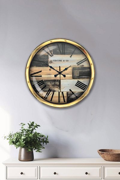 Kasva Concept Gift 40 cm Gold Metal Firstime Wall Clock
