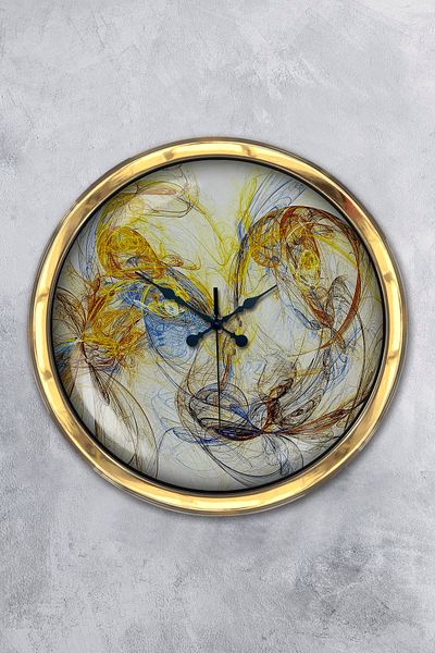 Kasva Concept Gift 40 Cm Gold Metal Galaxy Wall Clock
