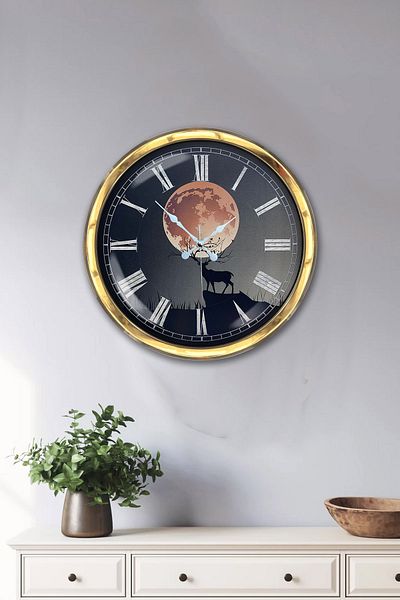Kasva Concept Δώρο 40 εκ. Χρυσό Μεταλλικό Ρολόι Τοίχου Sunset