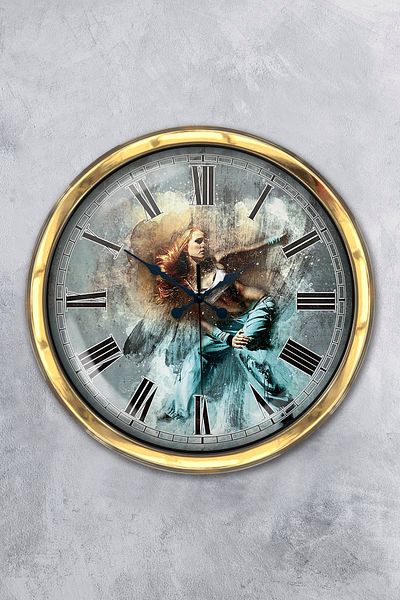 Kasva Concept Gift 40 cm Gold Metal Dance Wall Clock