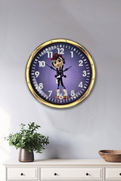 Kasva Concept Gift 40 cm Gold Metal Character Wall Clock