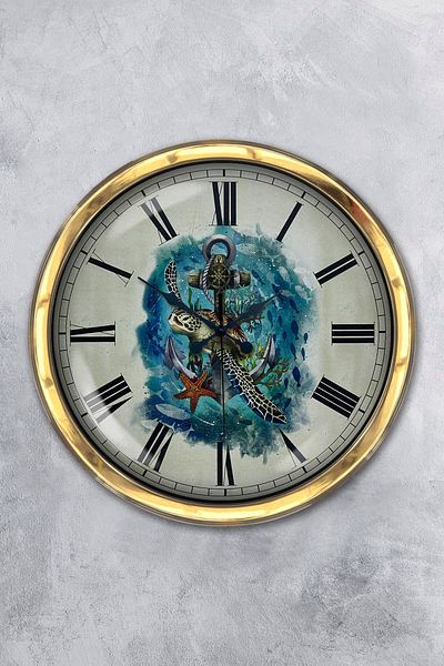 Platin Saat Cadou 40 Cm Ceas de Perete Metal Aur Mare
