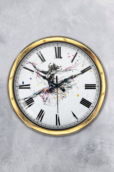Kasva Concept Gift 40 cm Gold Metal Dance Wall Clock