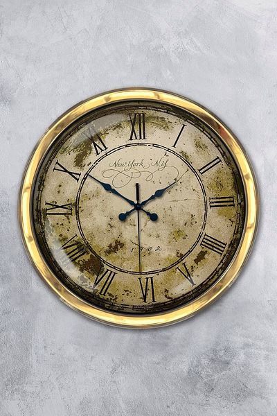 Kasva Concept Gift 40 cm Gold Metal Antique Wall Clock