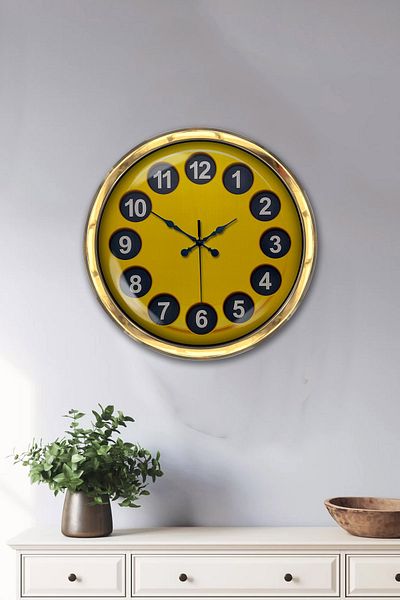 Kasva Concept 40 cm Gold Metal Vintage Telephone Wall Clock