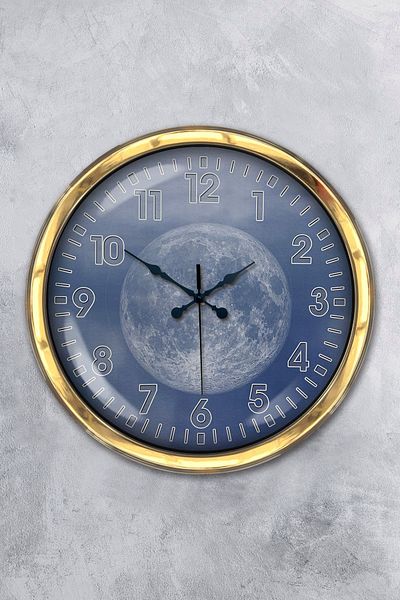 Kasva Concept Gift 40 cm Gold Metal World Wall Clock