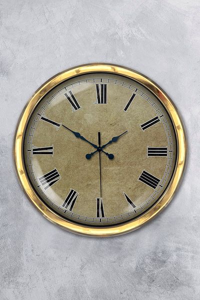 Kasva Concept Gift 40 cm Gold Metal Antique Wall Clock