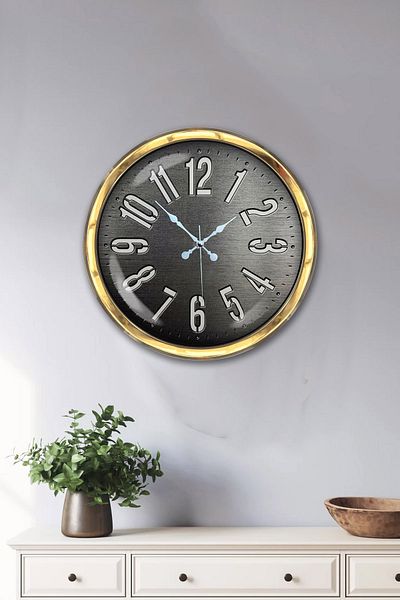 Kasva Concept Gift 40 cm Gold Metal Decorative Wall Clock