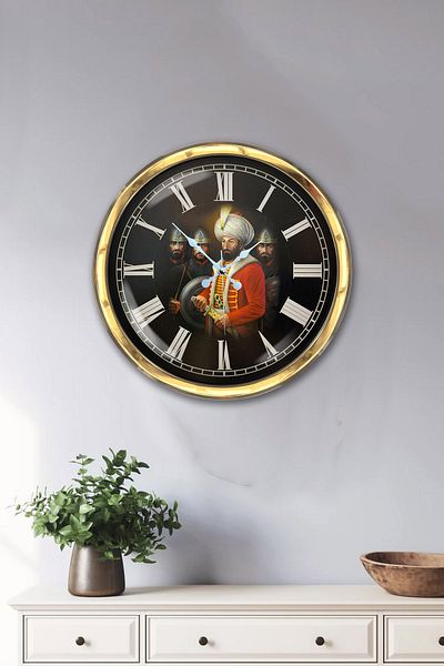 Kasva Concept Cadou 40 Cm Aur Metal Fatih Sultah Mehmet Ceas de Perete