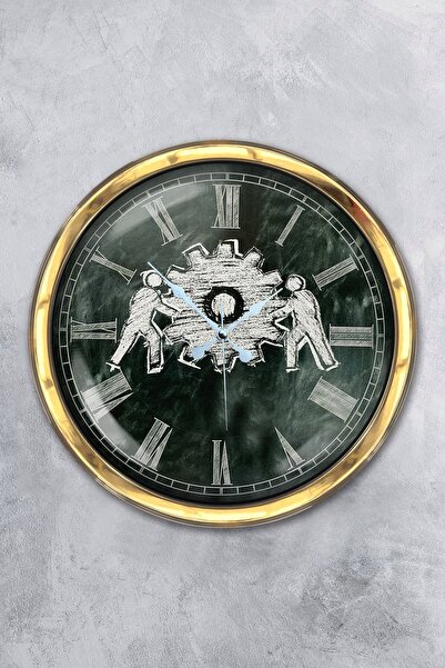 Platin Saat هدية ساعة حائط بعجلة معدنية ذهبية مقاس 40 سم