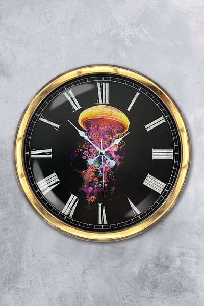 Kasva Concept 40 cm Gold Metal Jellyfish Wall Clock