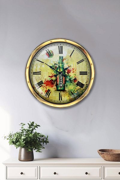 Kasva Concept Gift 40 cm Gold Metal Clup Wall Clock