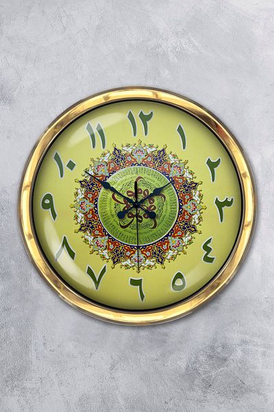 Kasva Concept Gift 40 cm Gold Metal Tile Pattern Wall Clock