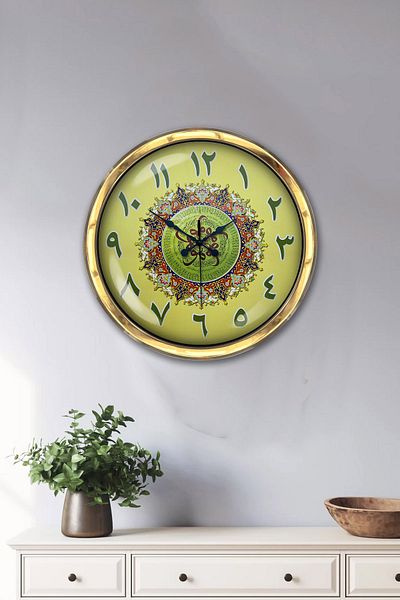 Kasva Concept Gift 40 cm Gold Metal Tile Pattern Wall Clock