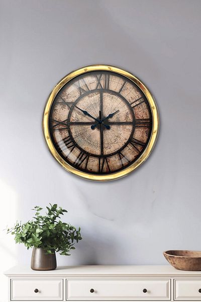 Kasva Concept Decoration 40 cm Gold Metal Antique Wall Clock