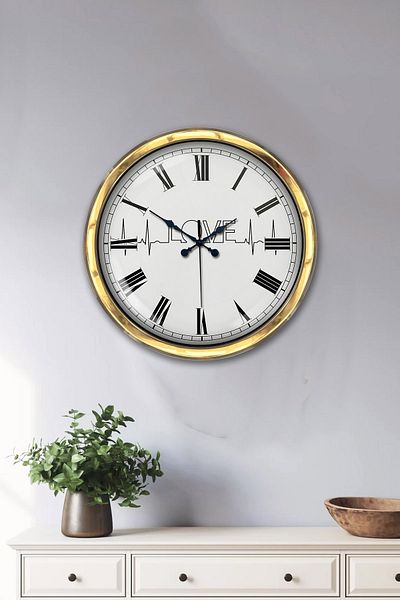 Kasva Concept Gift 40 cm Gold Metal Love Wall Clock