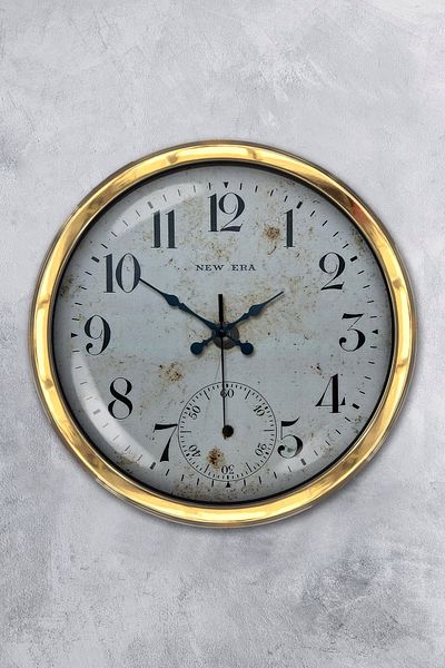 Kasva Concept Δώρο 40 εκ. Χρυσό Μεταλλικό Αντίκα Ρολόι τοίχου