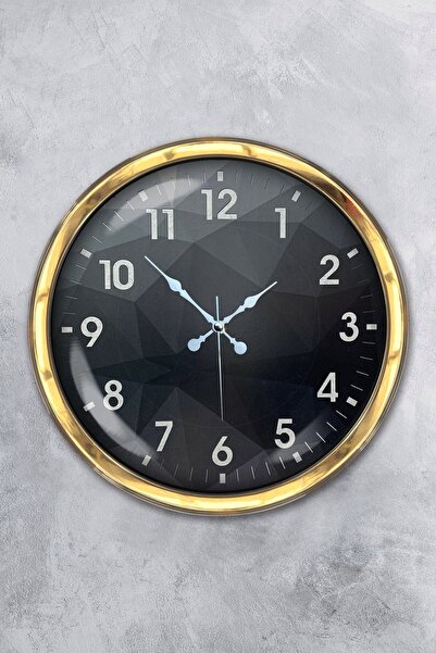 Platin Saat 40 cm Gold Metal Modern Design Wall Clock