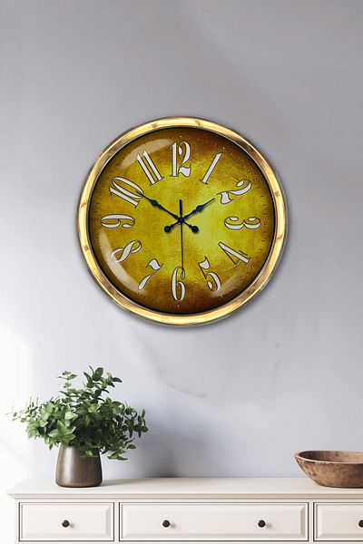 Kasva Concept Gift 40 cm Gold Metal Golden Wall Clock