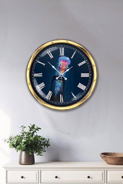 Kasva Concept Gift 40 cm Gold Metal Sea Wall Clock