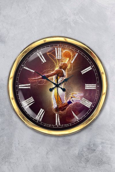 Kasva Concept Gift 40 cm Gold Metal Basketball Wall Clock