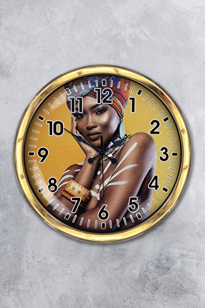 Platin Saat ساعة حائط نسائية أفريقية معدنية ذهبية مقاس 40 سم
