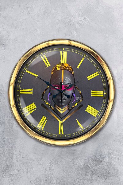 Platin Saat هدية ساعة حائط أفريقية معدنية ذهبية مقاس 40 سم
