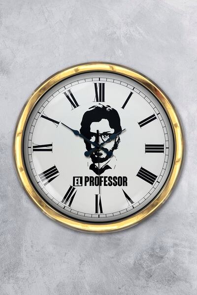 Platin Saat ساعة حائط بروفيسور يدوية معدنية ذهبية مقاس 40 سم