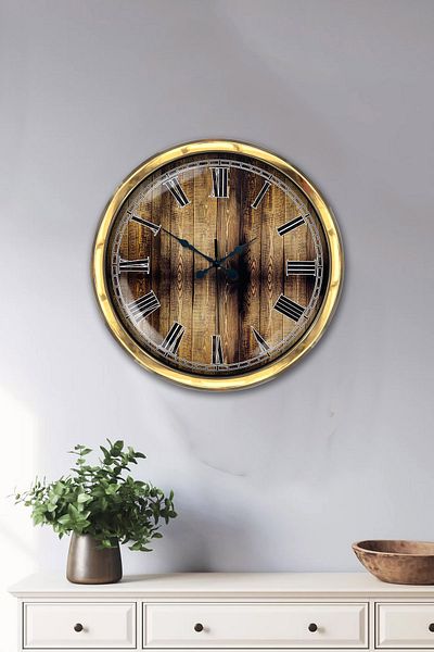 Kasva Concept Gift 40 cm Gold Metal Antique Wall Clock
