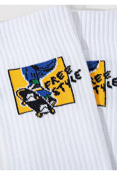 Mavi Weiße bedruckte Socken - 0911584 -620