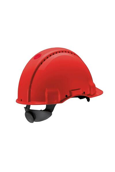 3M ™ G3000Nuv-Rd Hard Hat, Uvicator, Latched, Vented, Plastic Sweatband Safety Helmet / Red