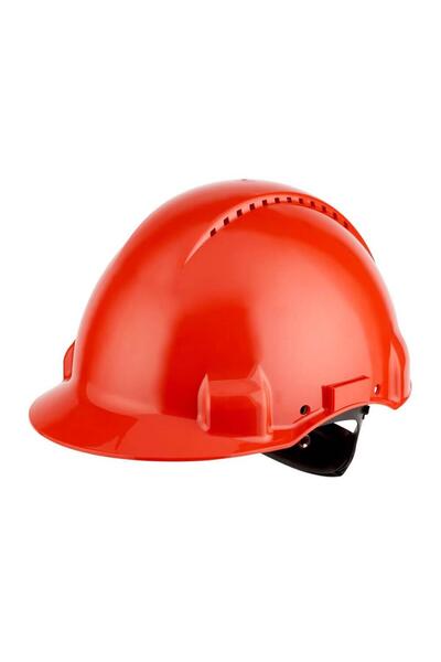3M ™ G3000Nuv-Rd Hard Hat, Uvicator, Latched, Vented, Plastic Sweatband Safety Helmet / Red