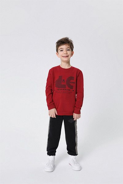 Lee Cooper Paul Boy's Crew Neck Φούτερ Μπορντό Μοντέλο