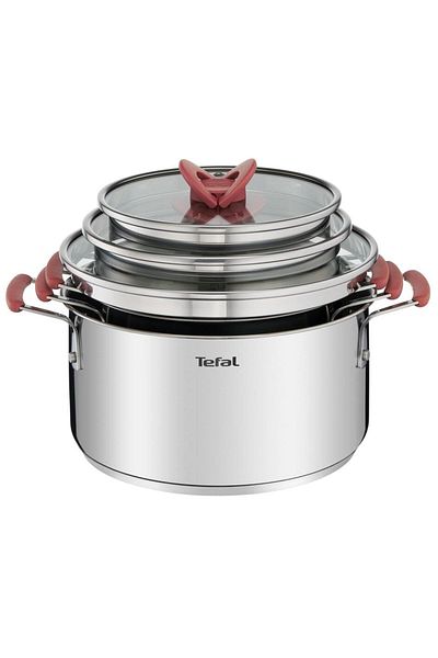 TEFAL Optispace Steel Cookware Set - 6 Pieces