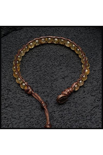 Seven Art Jewelry Natural Rhinestone Citrine Bracelet - Single Row Bohemian Bracelet, for Men and Women