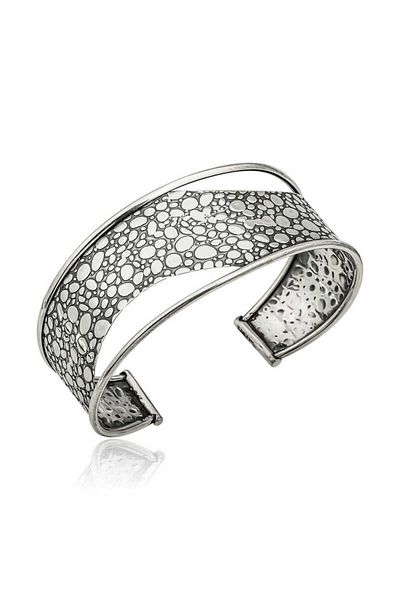 ECOME 925 Sterling Silver Tumbled Patterned Bracelet