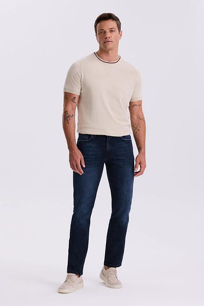 Jakamen Βαμβακερό τζιν παντελόνι με σκούρο μπλε Navy Slim Fit που πλένεται
