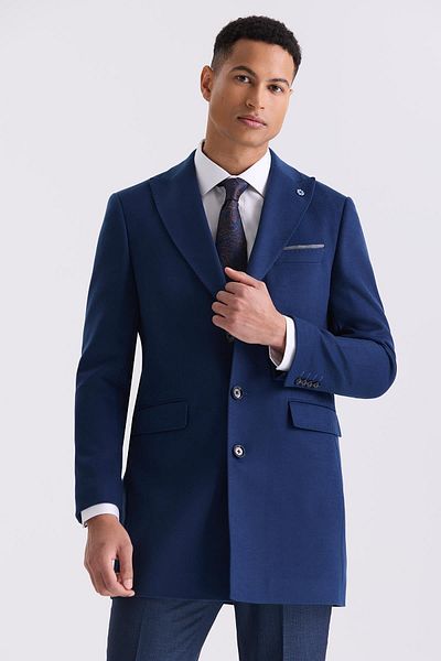 Jakamen Παλτό με μυτερό γιακά σε σκούρο μπλε Navy Slim Fit