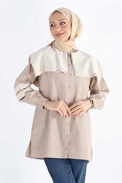 Plistre 2102_large Cămașă hijab supradimensionată cu guler