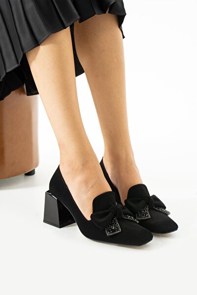 PARİS Pantofi cu toc din nubuc negru de damă