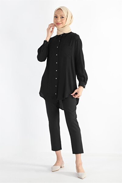 Plistre 2131_cepli Balon Kollu Tesettür Gömlek
