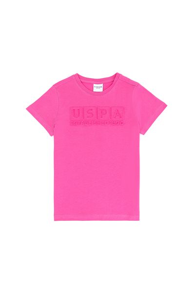 U.S. Polo Assn. Tricou roz pentru copii cu gât crew 50263496 -vr041