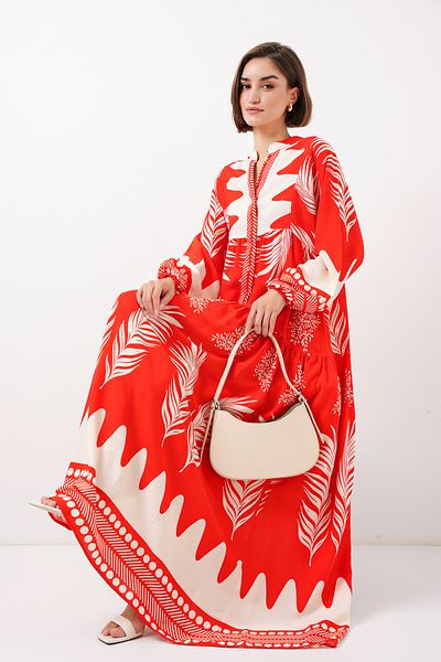 Bigdart 2423 Authentic Print Dress - M. Red