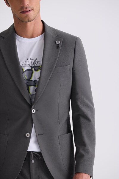 Jakamen Haki Slim Fit Mono Yaka Spor Takım Elbise