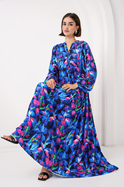 Bigdart Model 2423 Autentické vzorované tyrkysové šaty