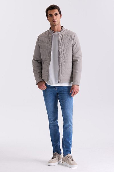 Jakamen Εποχιακό παλτό Stone Comfort Fit με γιακά και φερμουάρ μπροστά