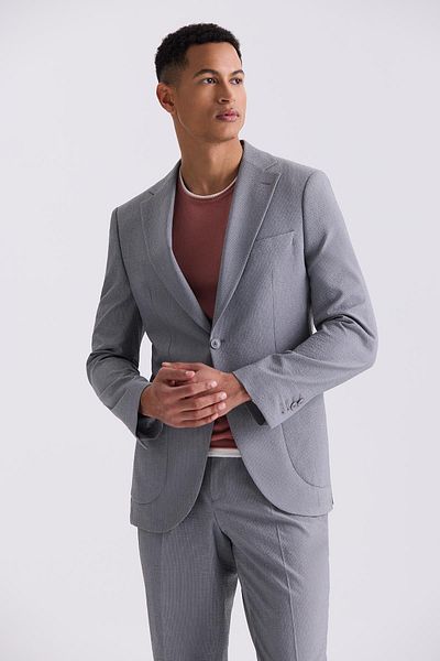Jakamen Gray Slim Fit Mono Collar Sports Suit