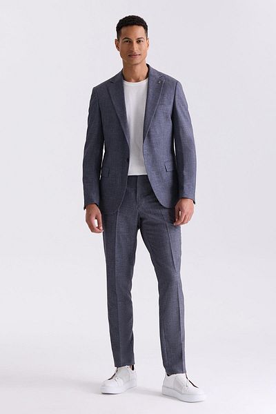 Jakamen Gray Slim Fit Mono Collar Single Button Sports Suit