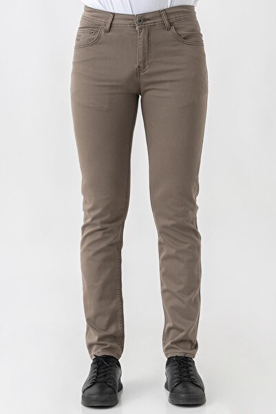 White Stone Bern J2425 Normal Fit Pamuklu Likralı 5 Cep Jean Pantolon Kahve