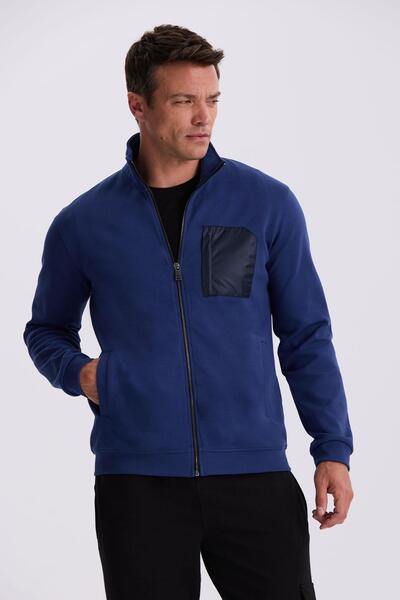 Jakamen Φούτερ με φερμουάρ Indigo Slim Fit από βαμβακερή λύκρα